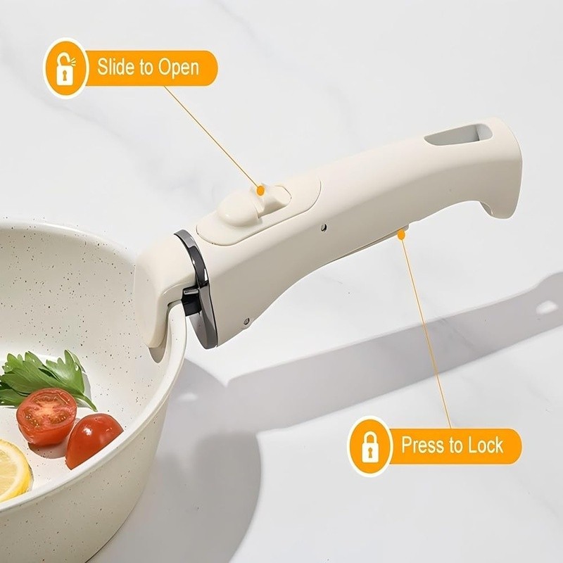 360° Ceramic Nonstick Cookware Space Saving Stackable Design Universal Handle US
