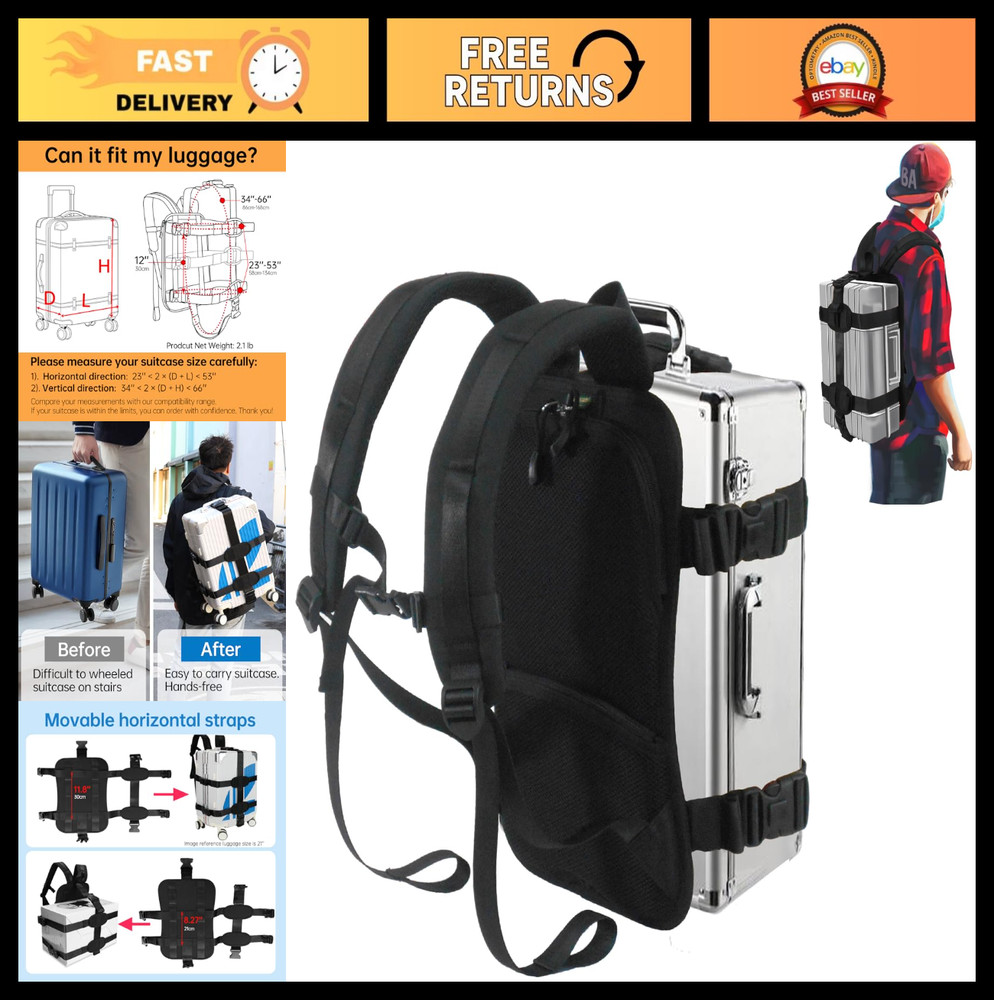 Heavy Duty Backpack Conversion Straps for 16"-21" Hard Shell Luggage Case