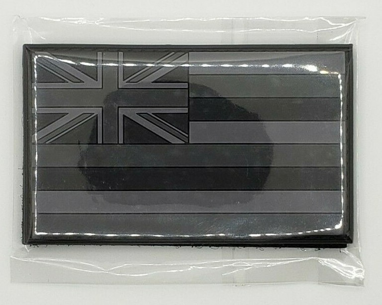 Subdued HAWAII State Flag Tactical Morale Patch PVC Hook Backed Panel Black Grey