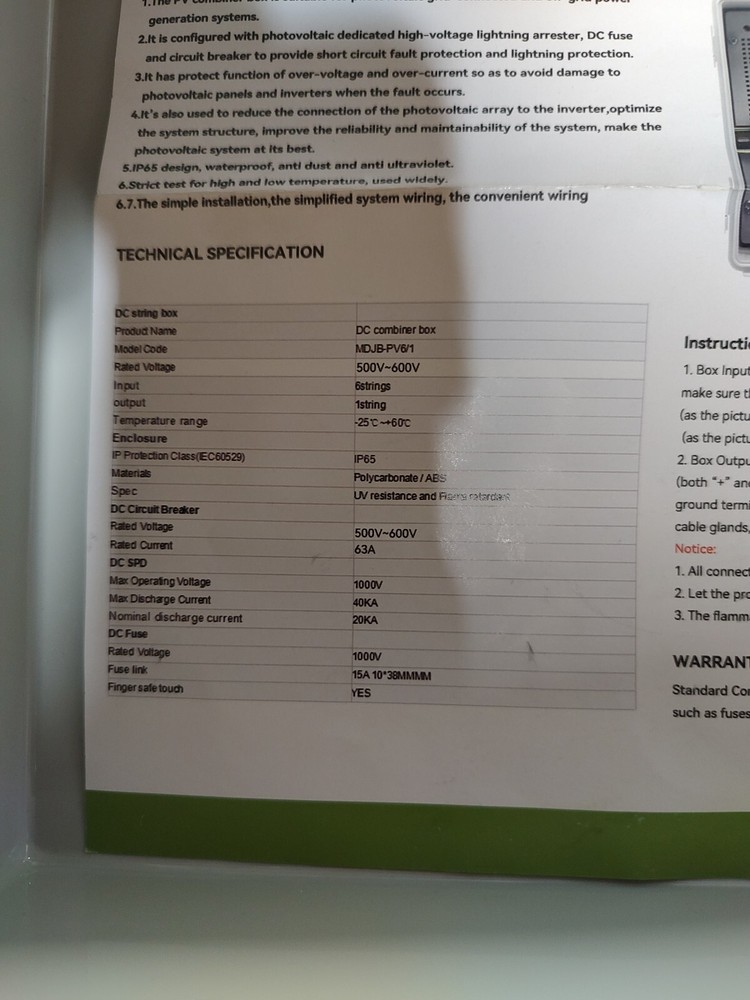 Solar MDJB-6B DC Combiner Box