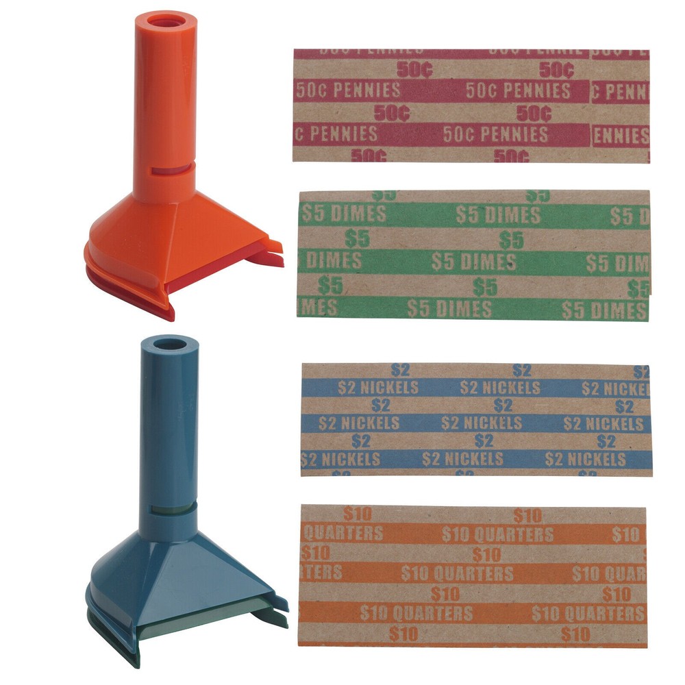 4PCS/SET 4 Color-Coded Coin Storage & Sorter Tubes Assorted Wrappers Counters US