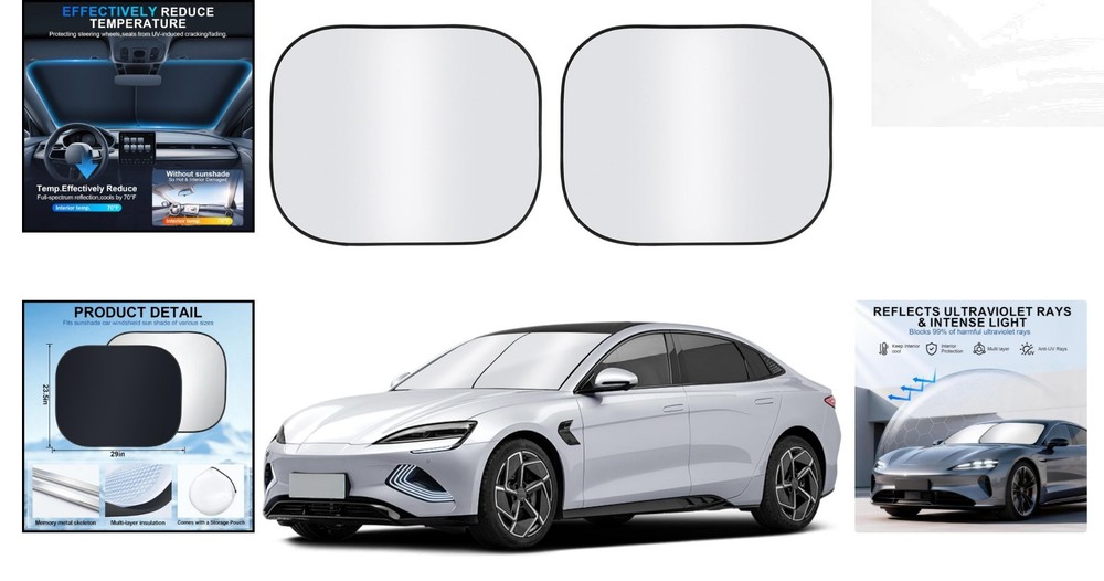 Universal Fit Windshield Sunshade - Foldable 2-Piece Design, Blocks UV Rays
