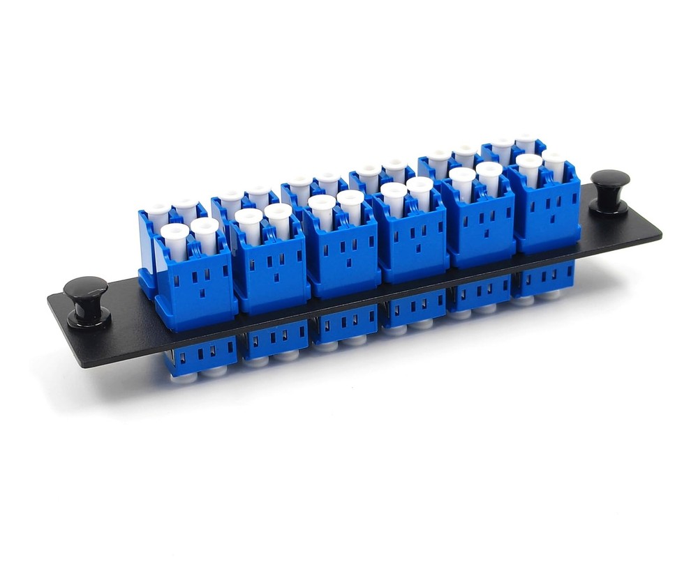 12 Duplex LC/UPC Fiber Patch Panel with Duplex Singlemode Blue LC Adapters, 2...