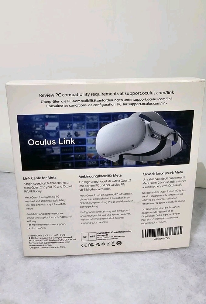 Meta Quest Link Cable Virtual Reality Headset Cable for Quest - 16FT (5M) PC VR