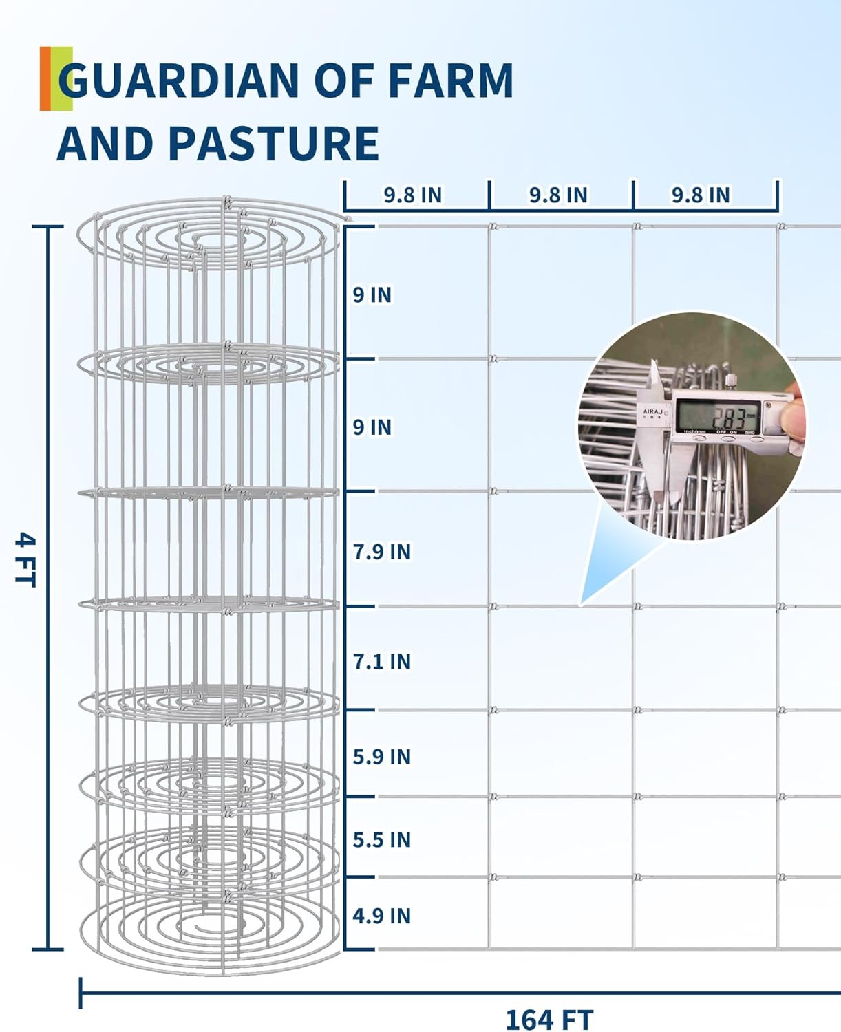 4 5 6 x 164 328 ft Livestock Wire Farm Fence Cattle Fencing for Goat Deer Animal