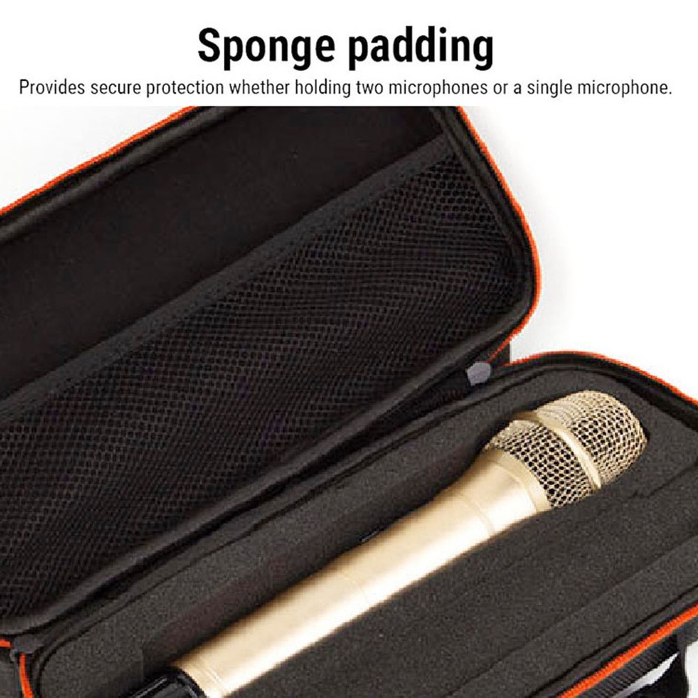 Wireless Microphone Case Polyester Handheld Dual Mic Travel Bag