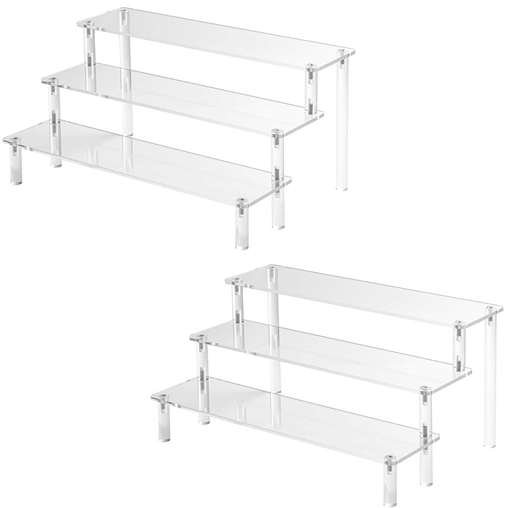 2PCS Acrylic Risers Display Stands, 3 Tier Perfume Organizer Display Shelf & ...