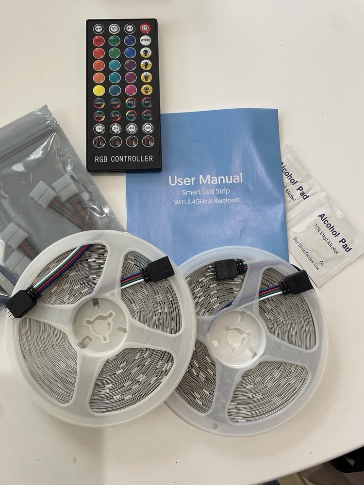 Smart LED Light Strip 49.2ft WiFi Bluetooth Multicolor Remote Music