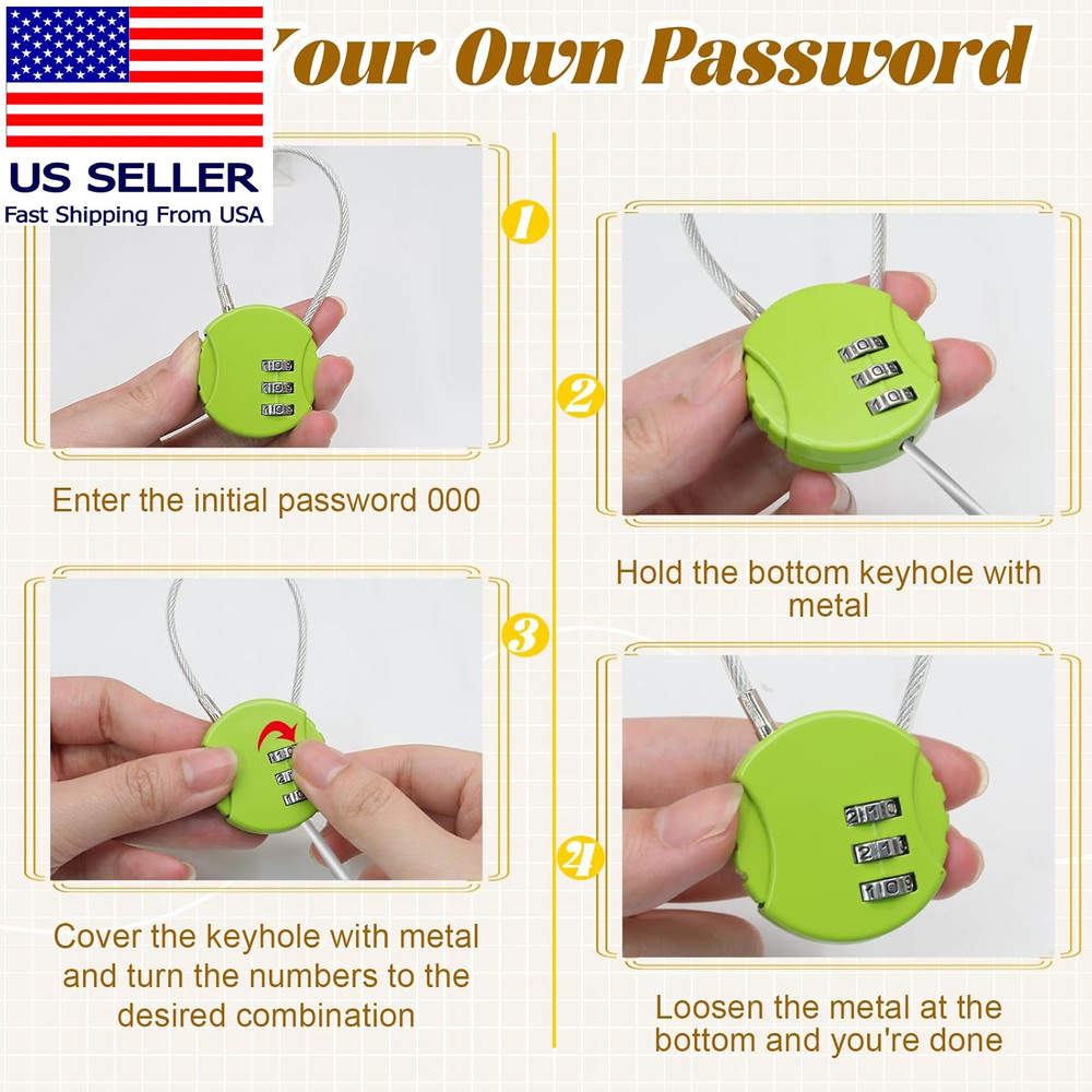 2 Pack 3 Digit Combination Lock - Outdoor Waterproof Padlock - Mini Combination