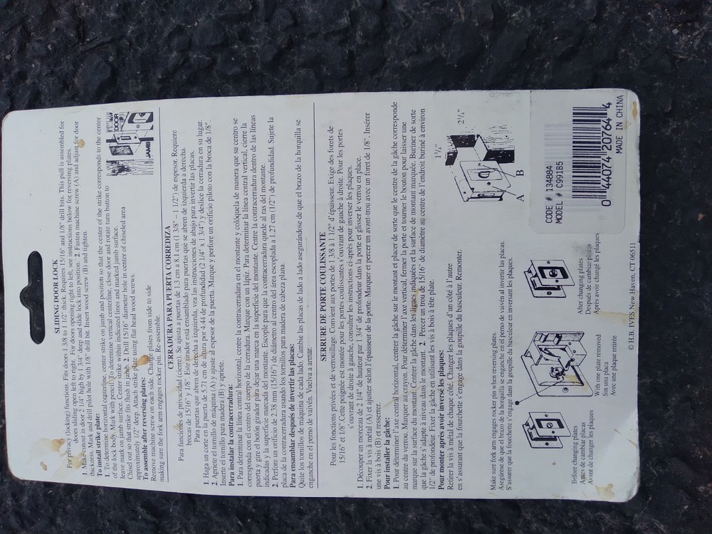 Ives Solid Brass Sliding Door Lock NEW Model C991B5