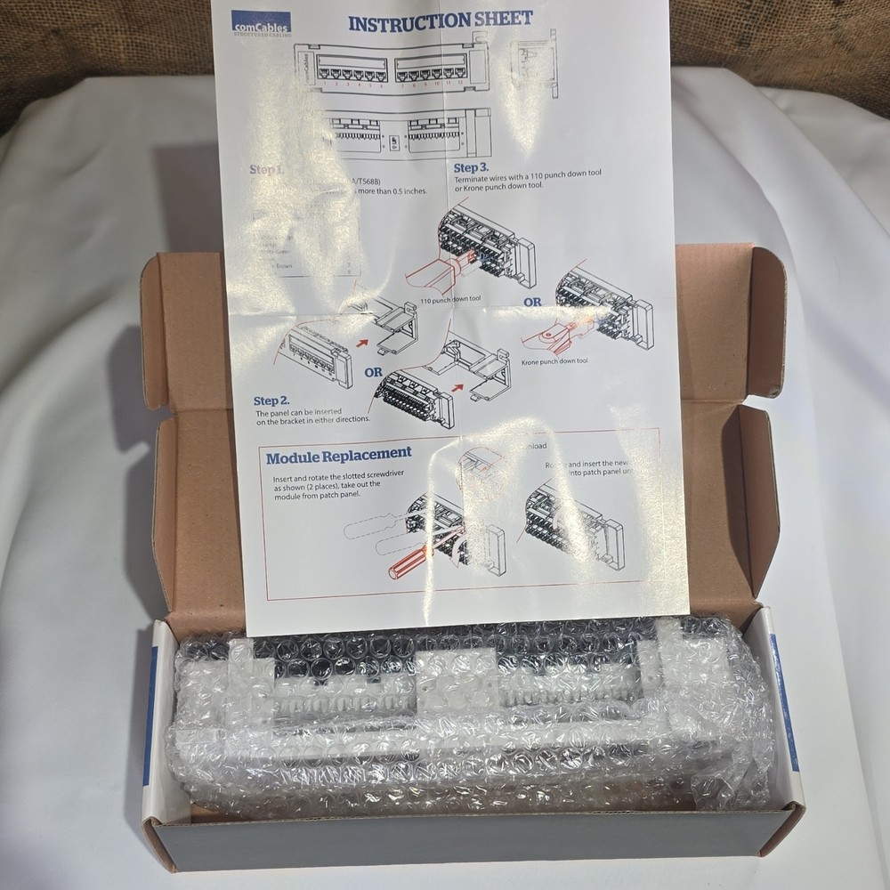 comCables Cat 6 12 Port Mini Patch Panel with 89D Bracket PP-C6-12M-C