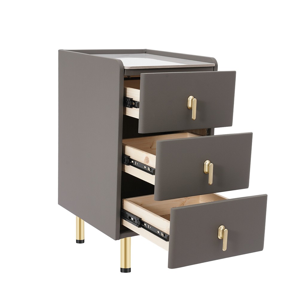 Three-Layer Bedside Cabinet with Drawers, Space-Saving Nightstand