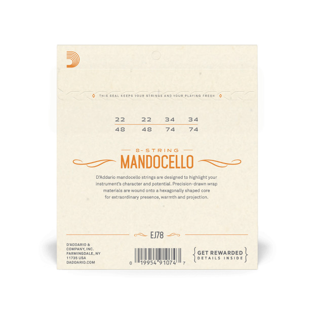 D'Addario EJ78 Mandocello 8-String Phosphor Bronze Medium 22-74