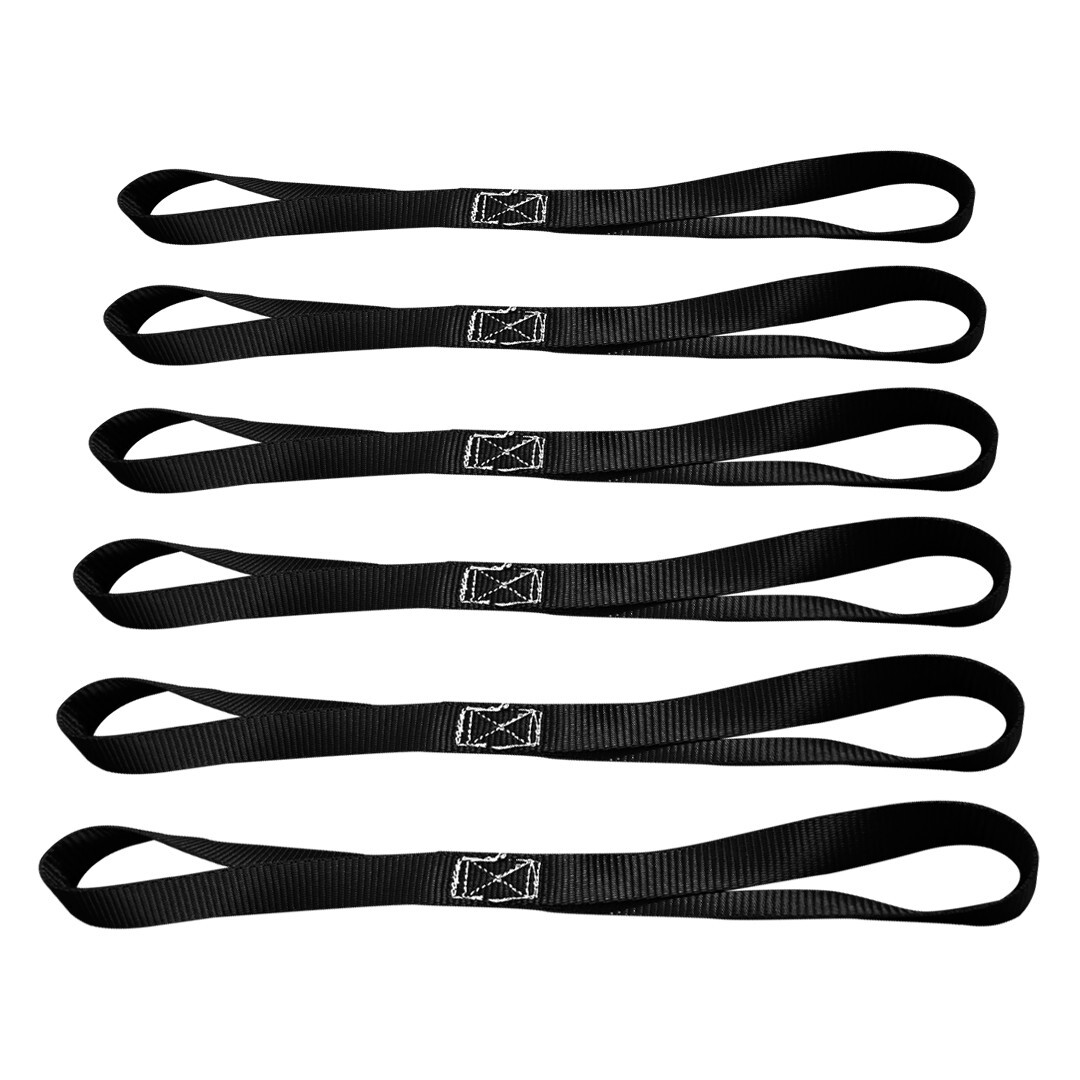 6 Pack 1" x 18" Soft Loop Tie Down Strap For Motorcycle Dirt-Bike ATV UTV  BLACK