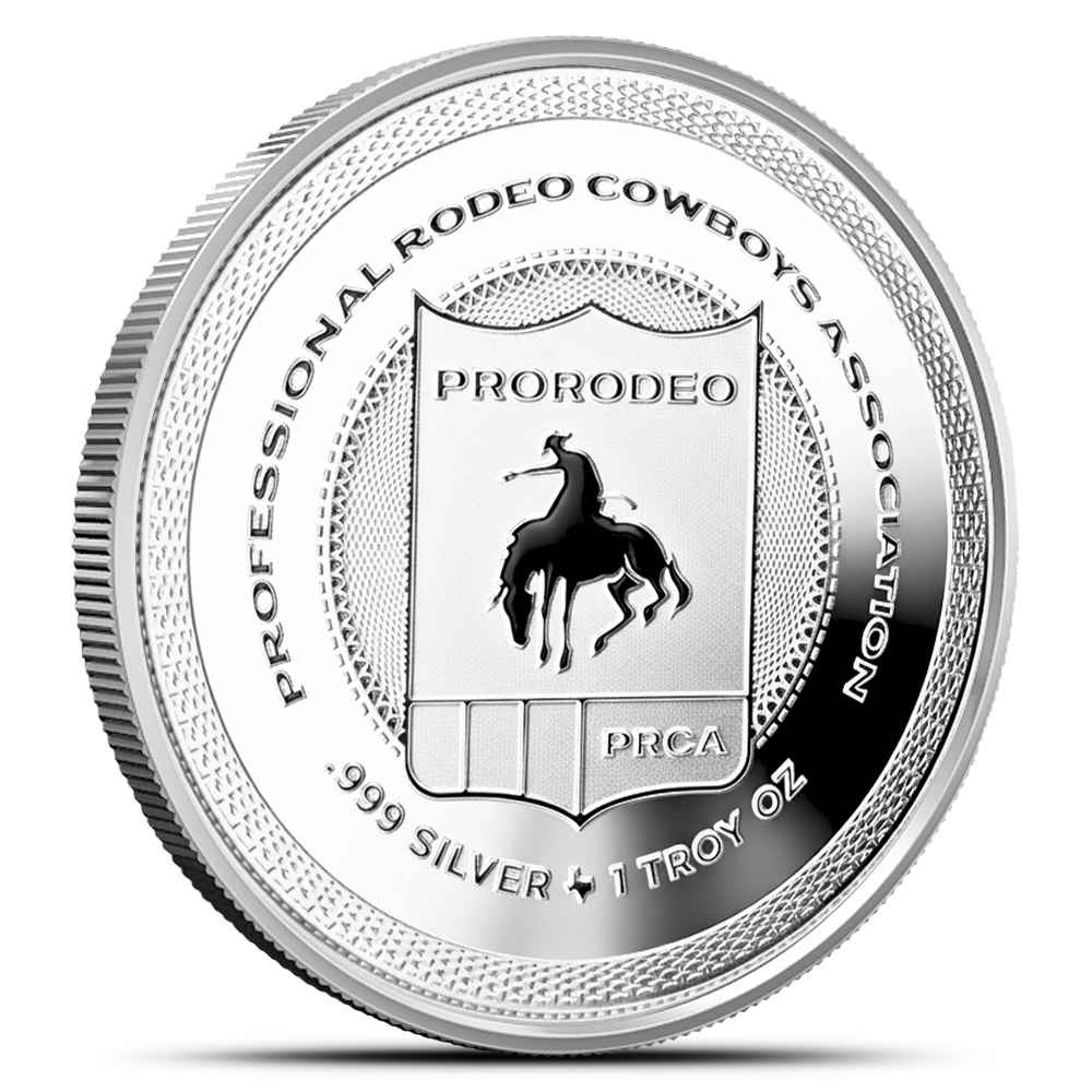 1 oz Reverse Proof Texas Mint PRCA Saddle Bronc Silver Round (Capsule, Box)
