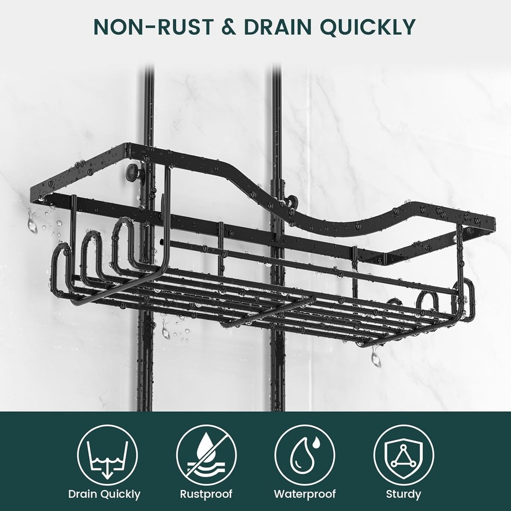 Shower Caddy Hanging Adjustable Shower Caddy, Rustproof Shower Organizer Exte...
