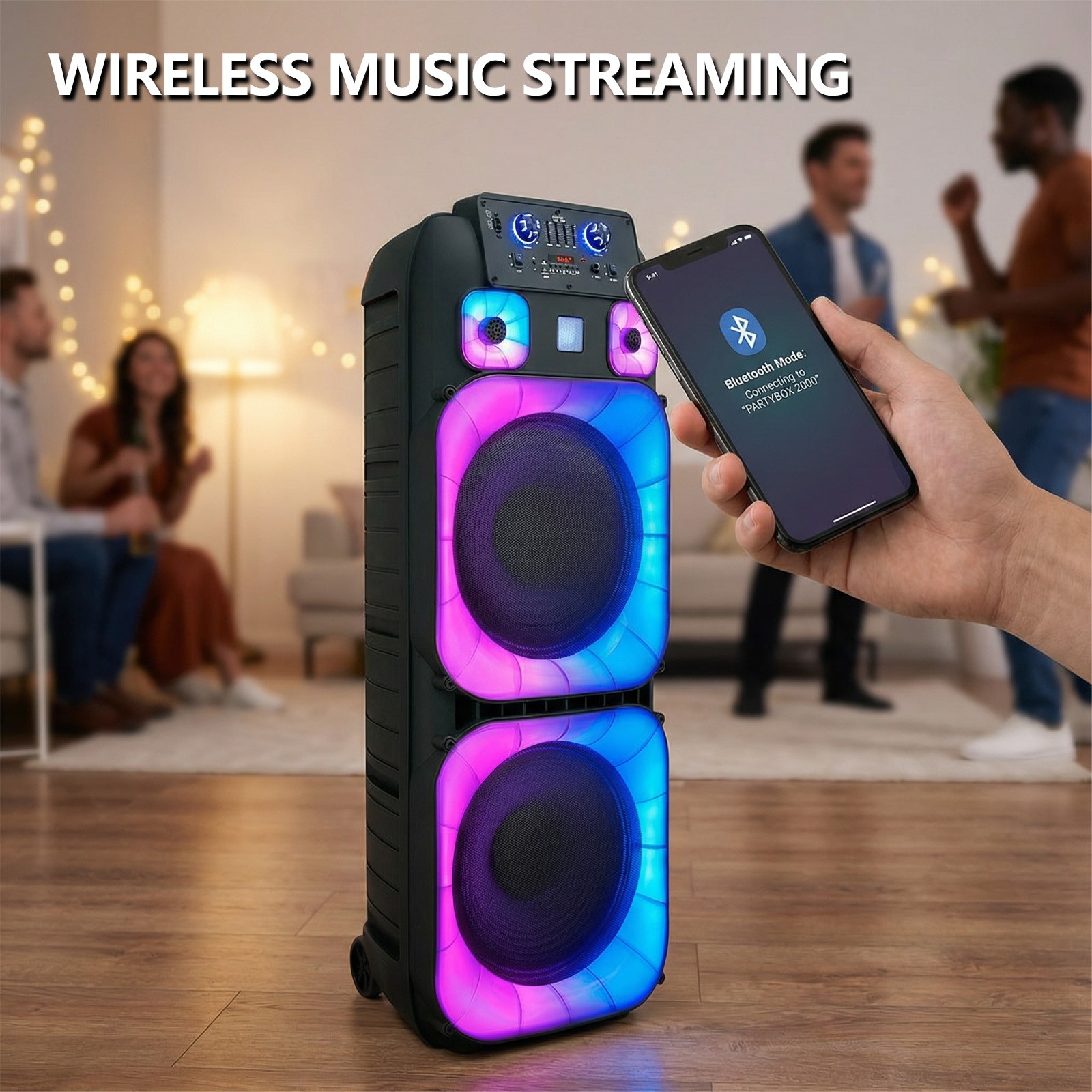 15,000W Dual 15" Bluetooth Speaker Subwoofer Heavy Bass Sound System Party & Mic