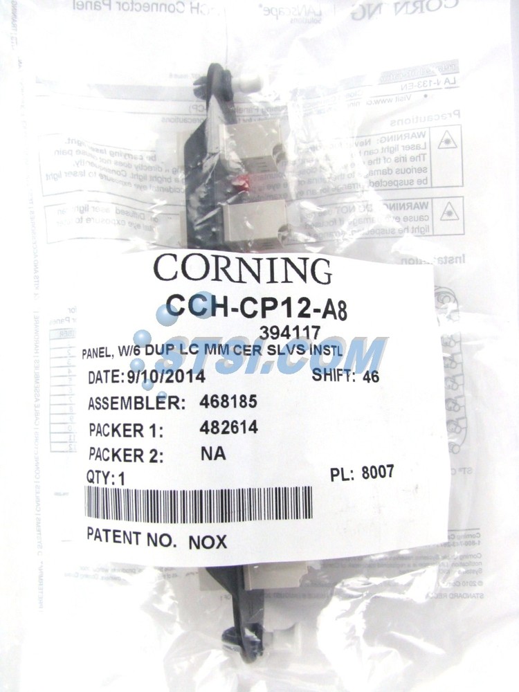 Corning CCH-CP12-A8 Patch Panel, 6 LC Duplex OM1 Multimode 62.5 Adapters ~STSI