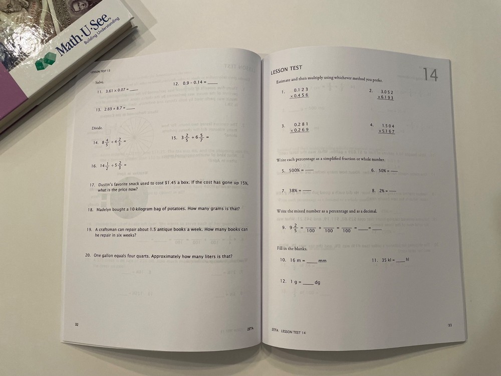 Math-U-See Zeta Set (no Integer Blocks or Algebra/Decimal Insert Kit)