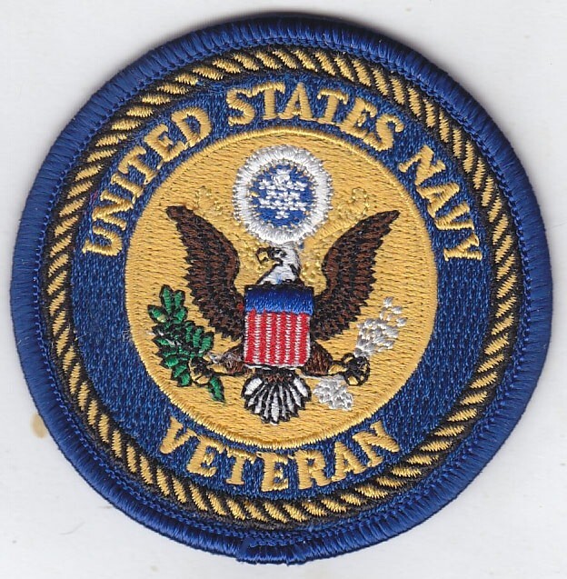 US NAVY VETERAN  Embroidered Patches 3" Diameter