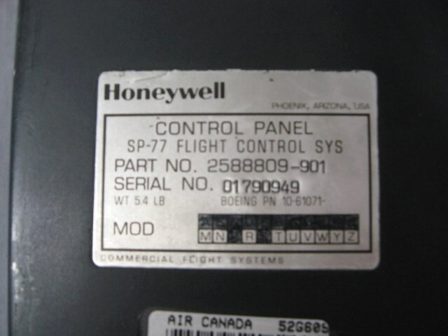 Honeywell SP-77 Flight Control Panel - PN: 2588809-901 - Maintenance Release