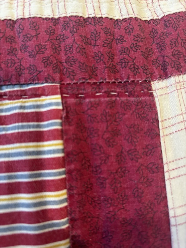 Authentic Hand & machine stitched vinyl Patchwork Queen USA Star Cotton Quilt.