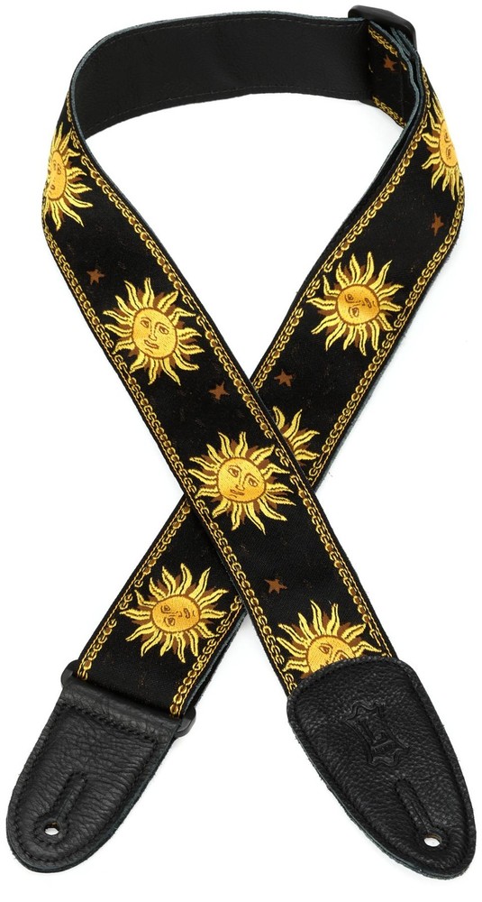 Levy's MPJG '60s Sun Polyester Guitar Strap - Black/Yellow (2-pack) Bundle