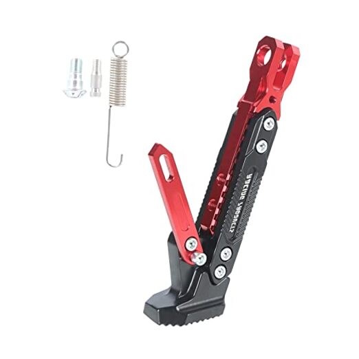 Motorcycle Universal Foot Side Bracket Adjustable Support Kickstand CNC Red