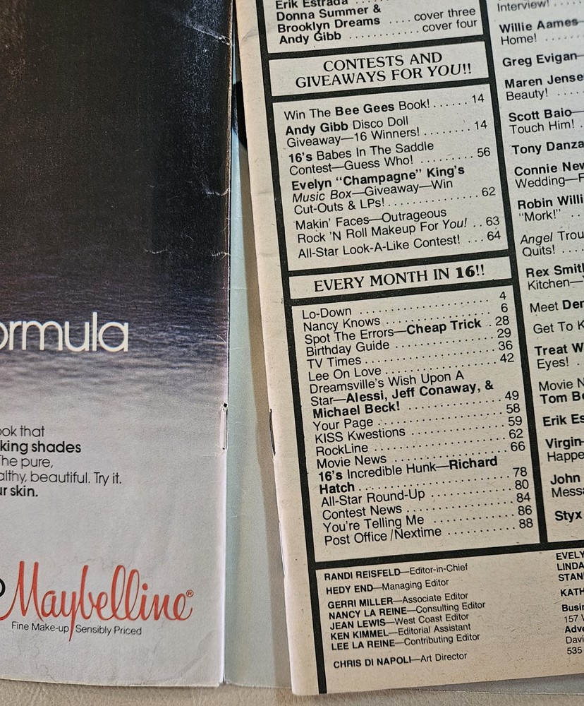 16 Magazine September 1979 KISS, ROLLERS, GIBB, CASSIDY, VAN HALEN