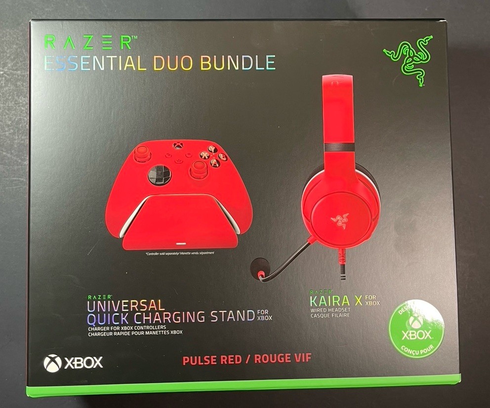Official XBOX Universal Quick Charging Stand + Wired Headset [ Pulse RED ] NEW