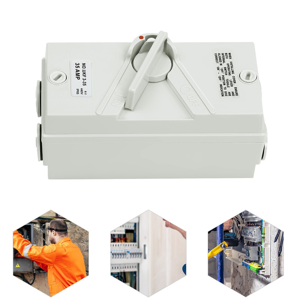 Wall Mounted Disconnector Switch 3-pole Isolation Switch Silver Contact 35a 440v
