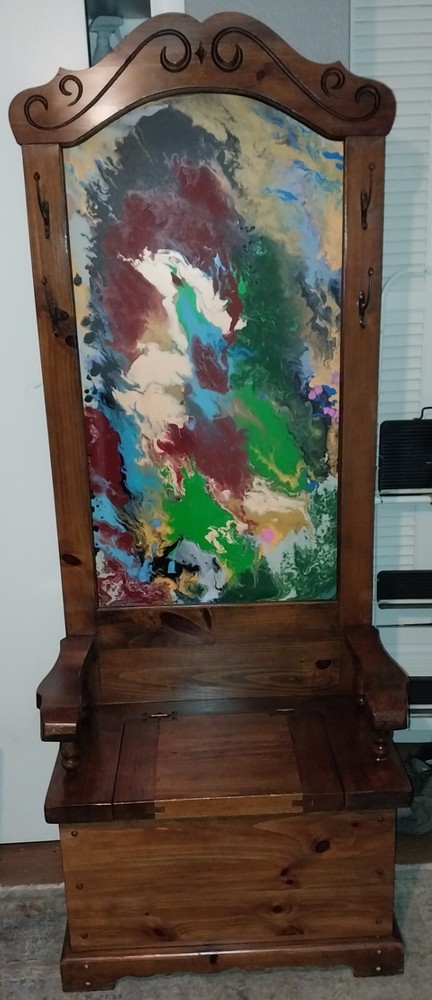 vintage hall tree with bench modernized
