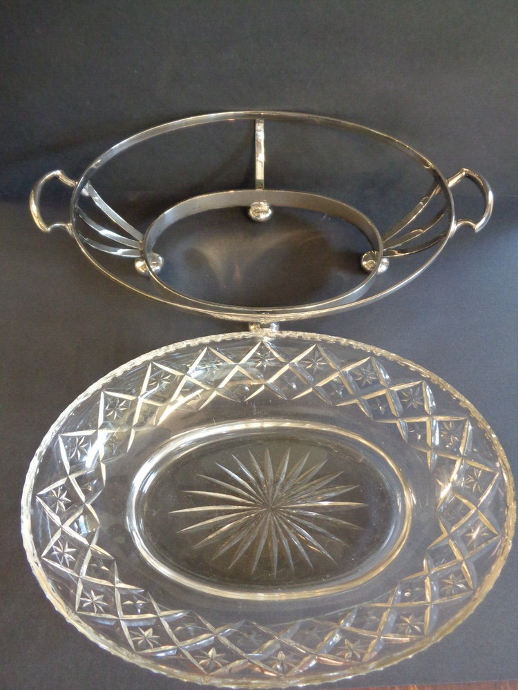 Walker & Hall Silver Plate & Crystal Serving Dish