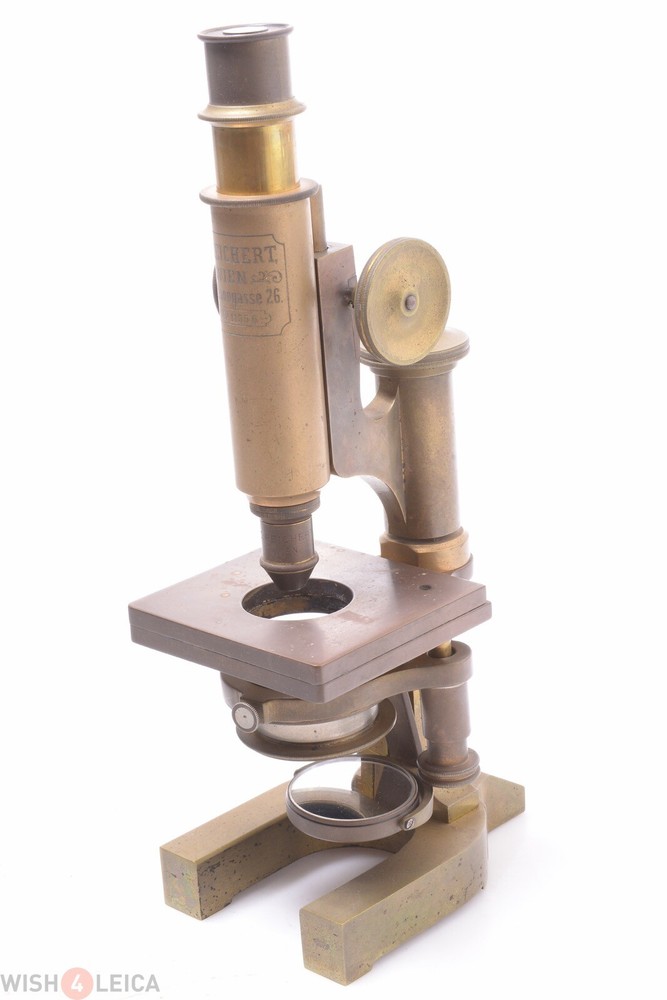 ✅ REICHERT ANTIQUE BRASS MICROSCOPE COMPOUND C.1900 W/ CASE