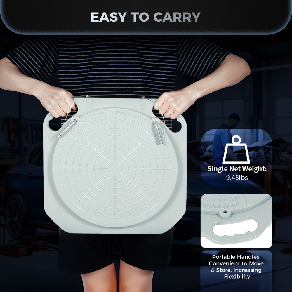 2pcs 3 Ton Front End Wheel Alignment Turntable Plate 360° Rotating Plate Table