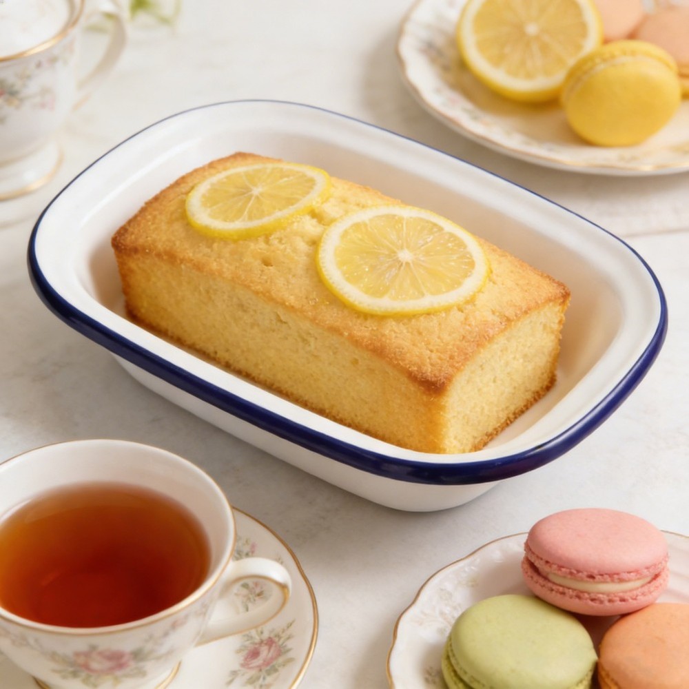 White Enamel Baking Pan Cake Tray Rectangle Coated Bakeware Baked