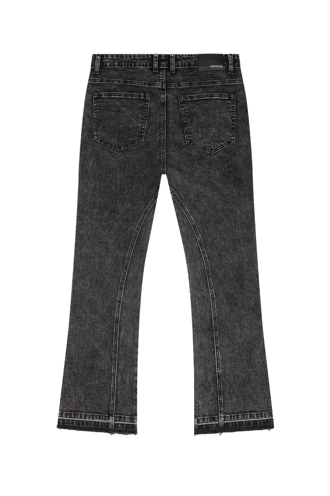 Victorious Men's Casual Ash Black Flared Raw Edge Comfortable Denim Jeans DL1571