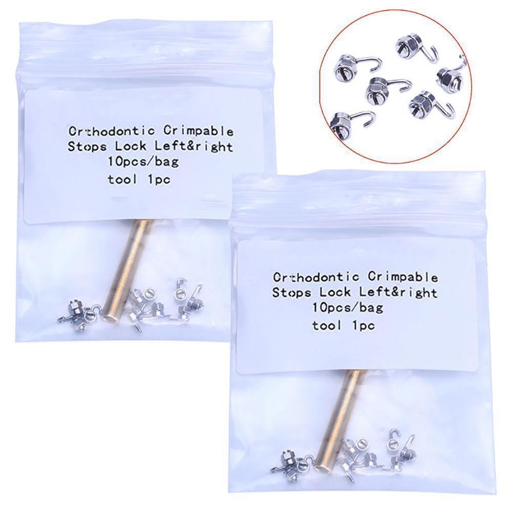 20 Pcs Dental Removable Crimpable Hook Stop Lock Right +Left + Handle Driver