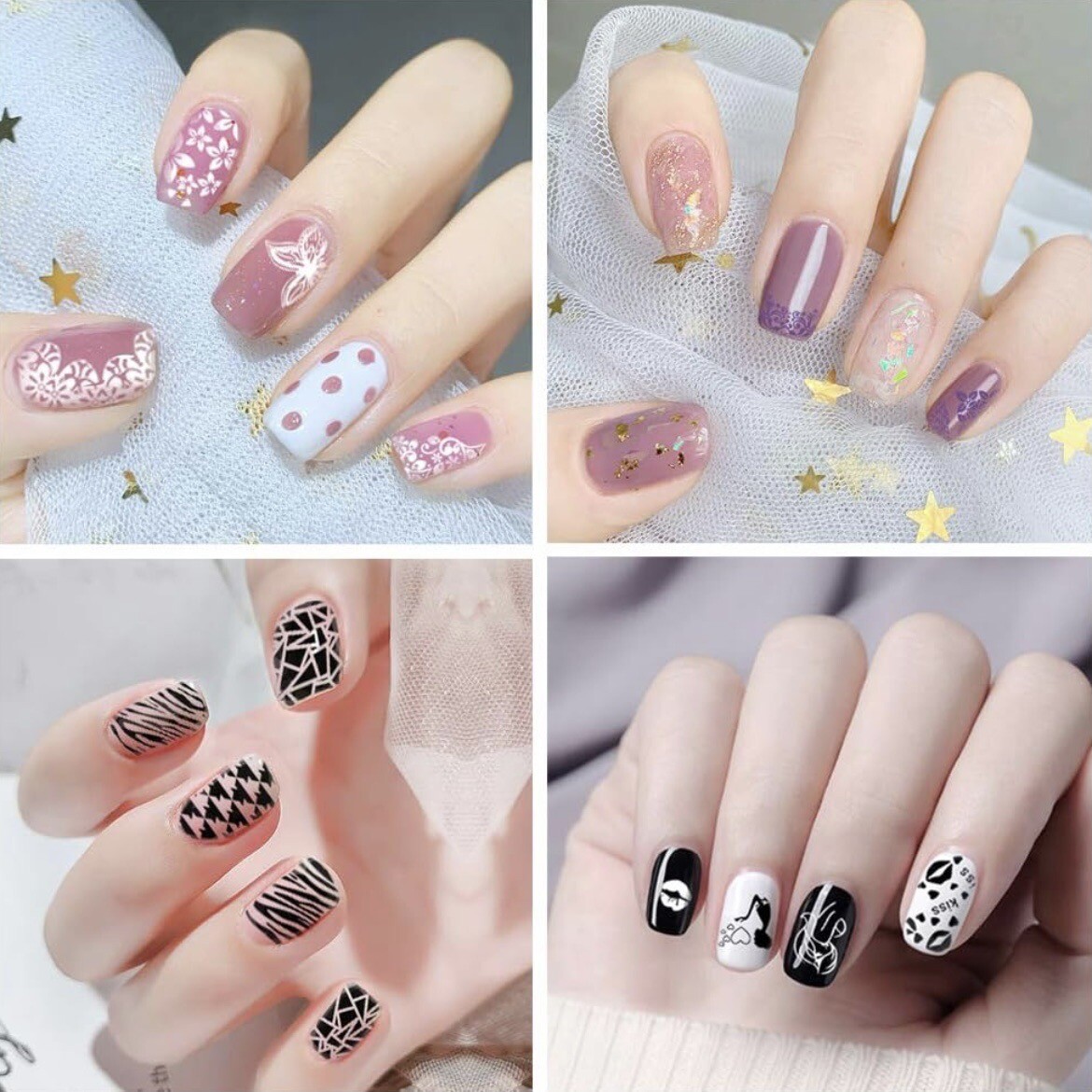 Nail Stamping Plates Set 12Pcs Nail Plates 1Stamper 1Scraper 1Storage Bag Nail