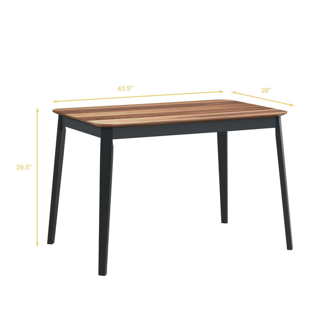 Mid Century Modern Rectangular Dining Room Table w/ Solid Wooden Legs Walnut