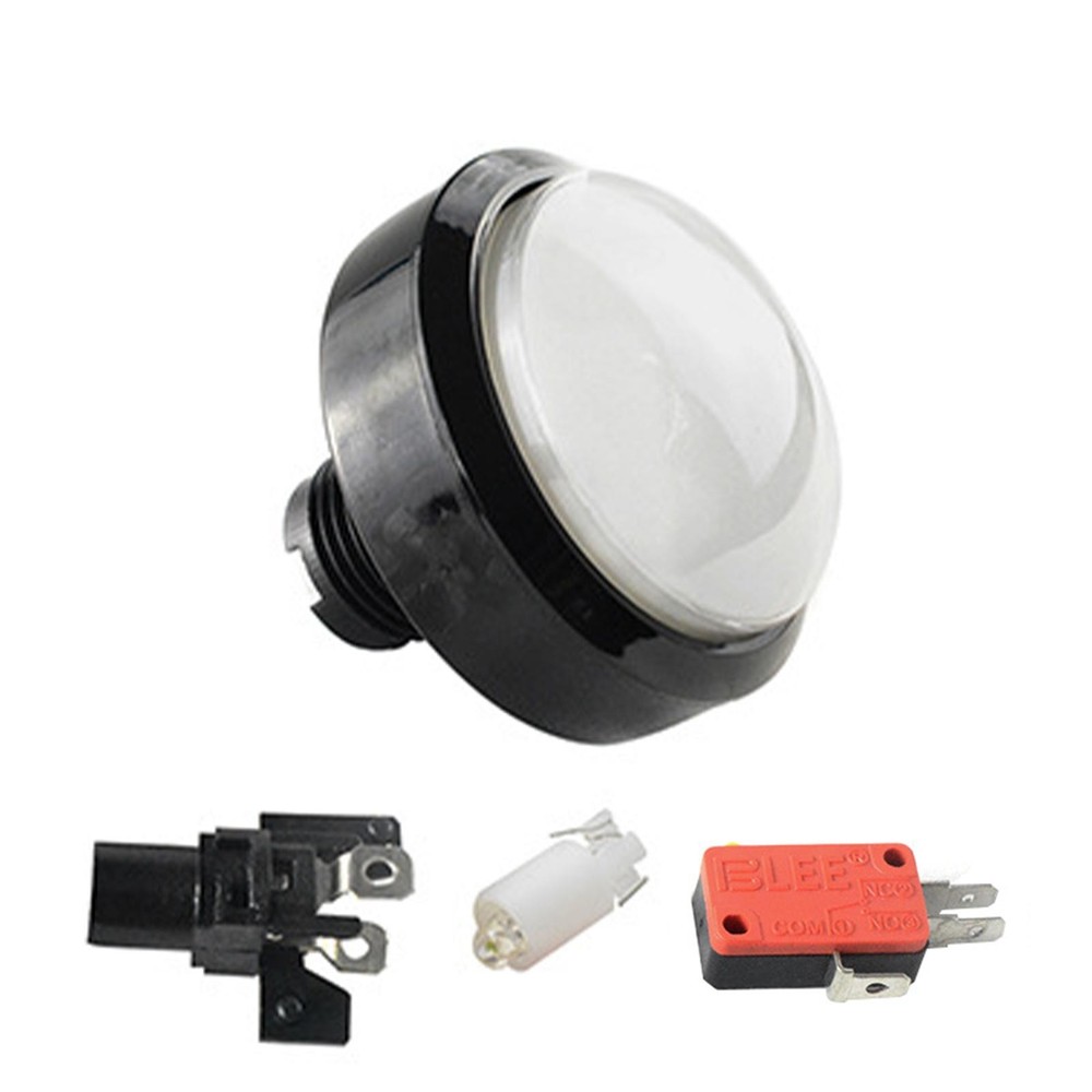 60mm White Arcade Round Push Button Illumilated 12V LED Light w/ Microswitch ss
