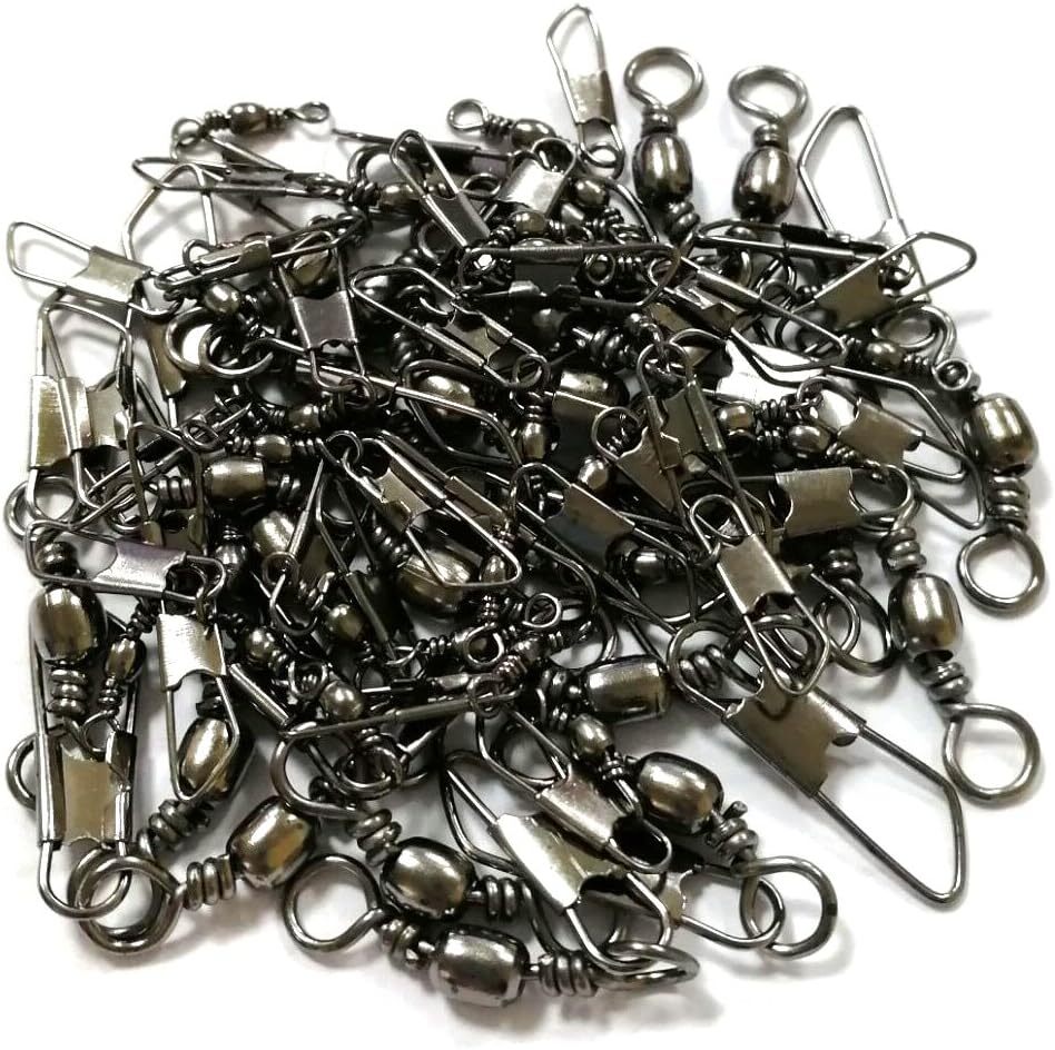 50/100PCS Fishing Barrel Swivel with Interlock Snap Fishing Swivel Size 14#-3/0