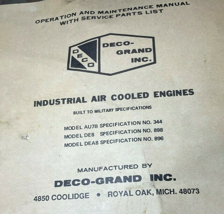 DECO GRAND 2.5HP ENGINE MODEL DE8