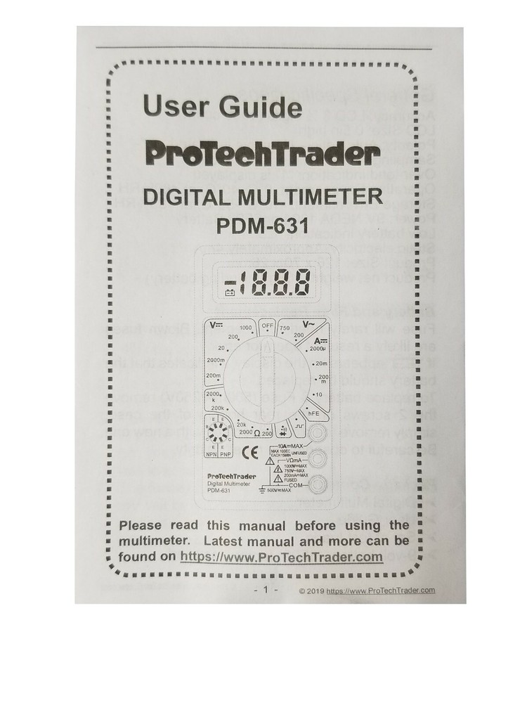 Digital Multimeter 7 Test Functions AC DC Voltage Resistance Current Meter AC DC