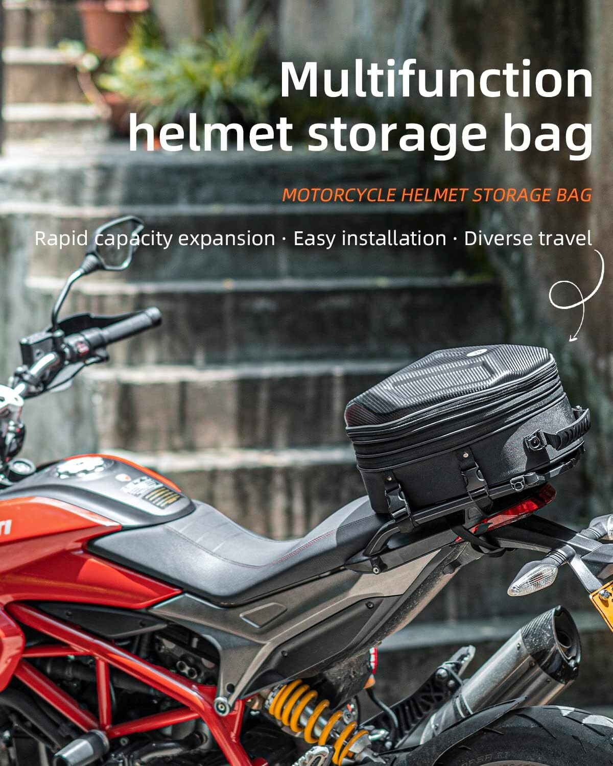 ROCKBROS Rear Bag Waterproof Hard Shell Motorcycle Expandable Durable Waterproof