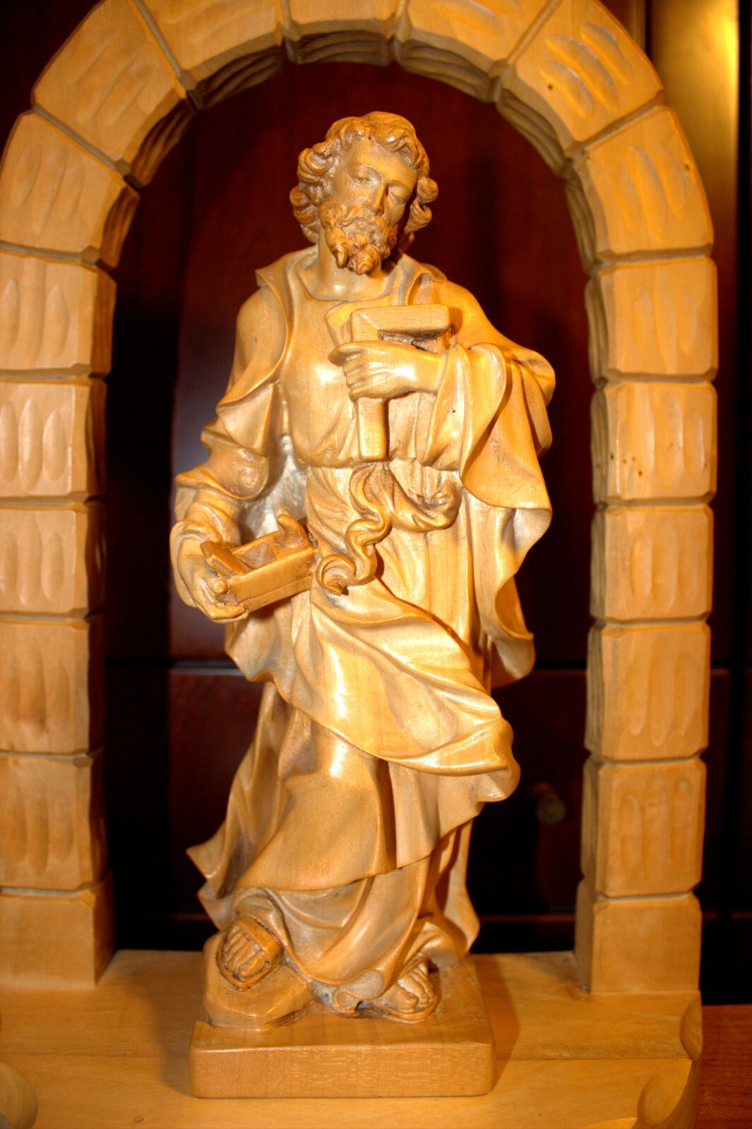 11.6"/16" HAND CARVED WOOD PATRON SAINT JOSEPH CARPENTER FIGURE STATUE SCULPTURE