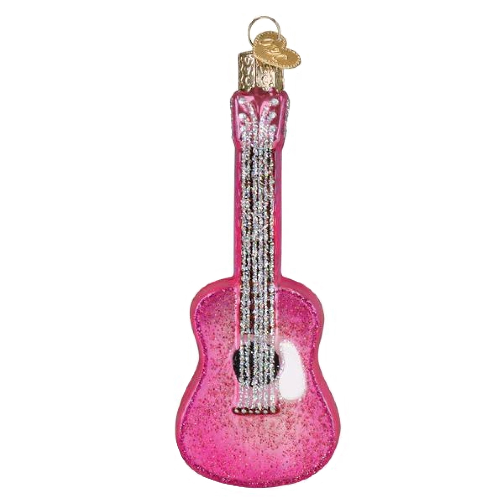 Old World Christmas Blown Glass Christmas Ornament, Glittered Glam Guitar