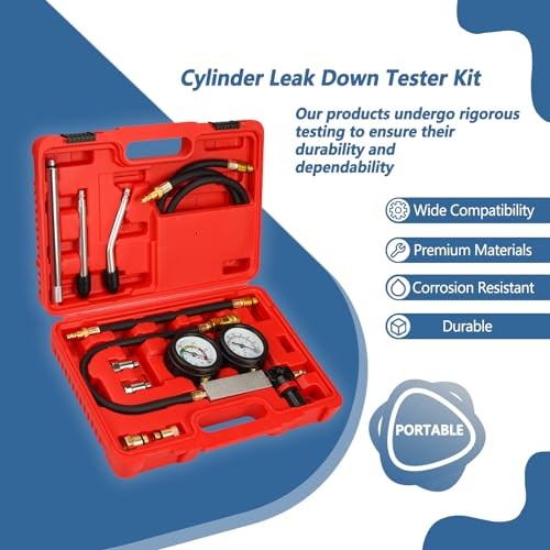 Compression Leakdown Detector Leakage Test Set Cylinder Leak Down Tester Red