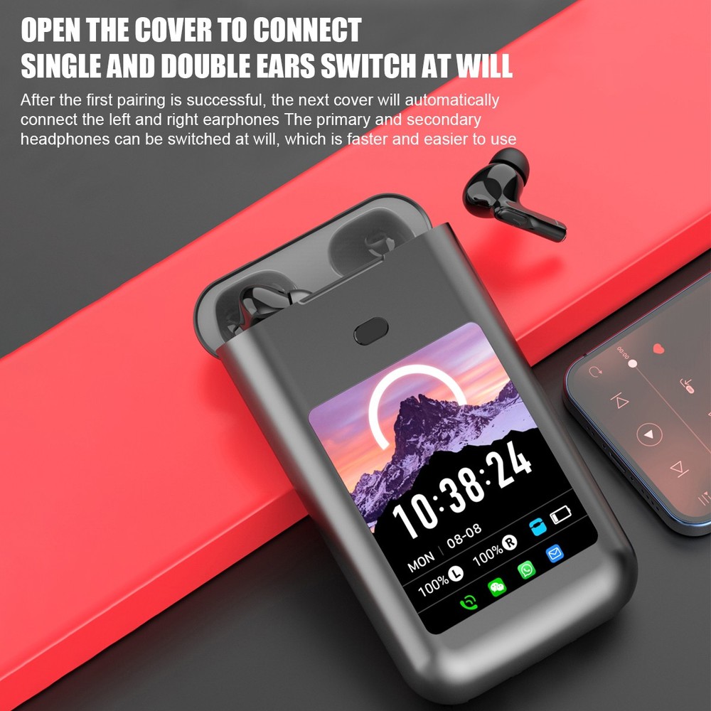Smart Earbuds with Message Notifications, ANC ENC, Touch Screen & Flashlight New