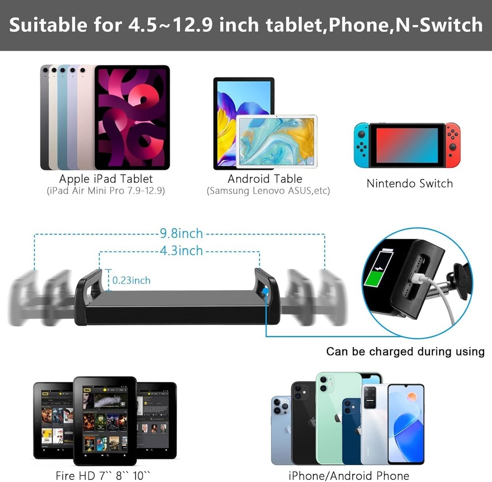 Sleek Black Tablet Floor Stand - Adjustable Height